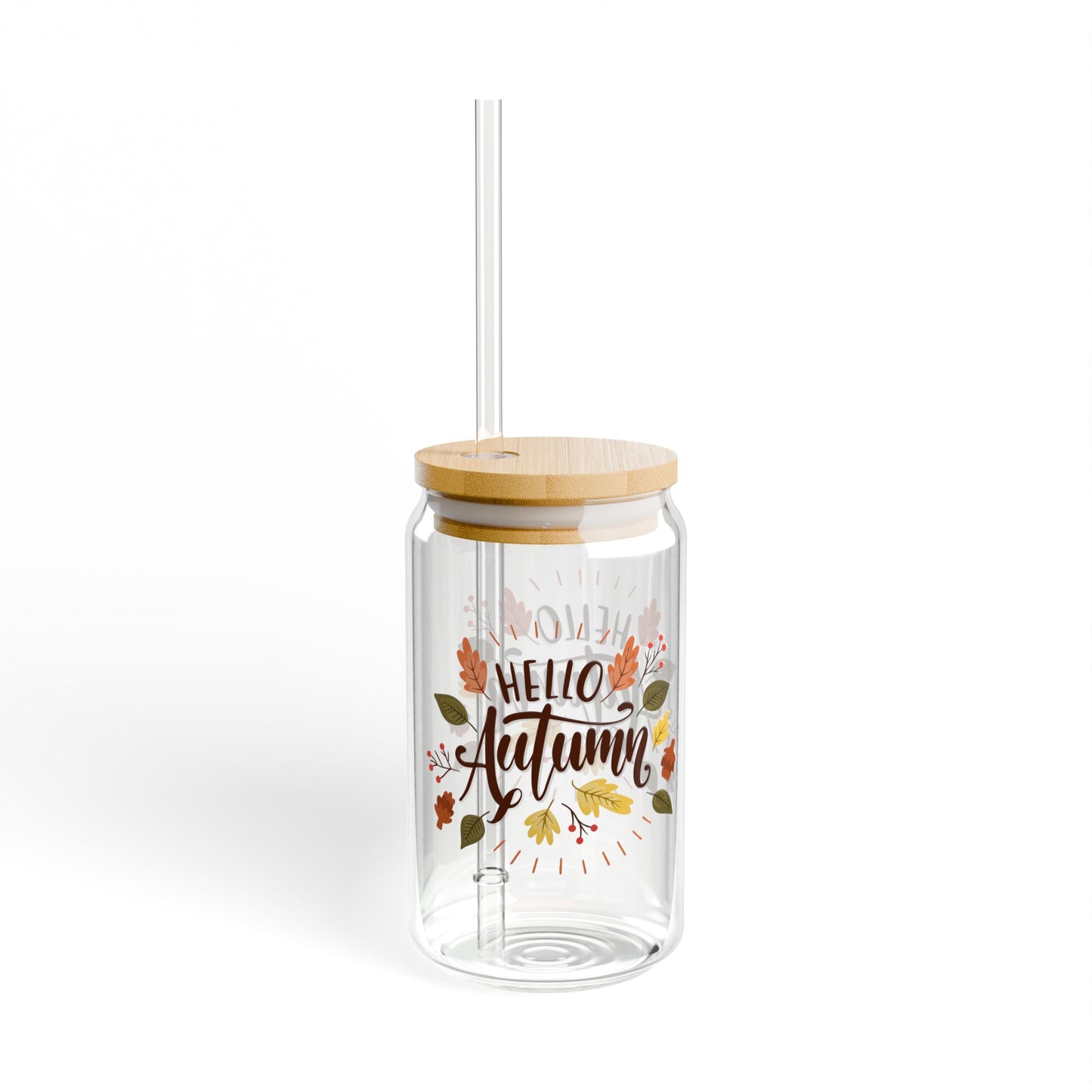 Hello Autumn glass Daily coffee glass survivor's club mug sipper glass floral glass gift for her for teacher for mom bestie Sipper Glass