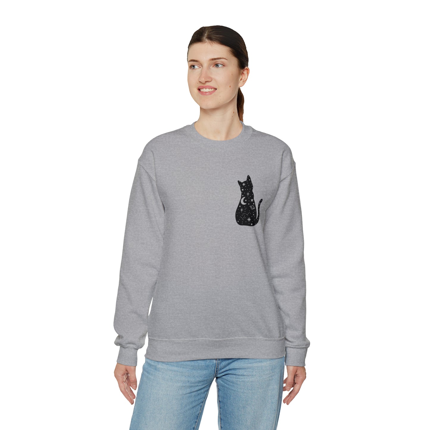 Halloween Sweatshirt Black Cat Shirt Halloween Sweater Halloween Cat Sweatshirt Gift for Cat Lover Gift Black Cat Gift for Cat Mom Gift Moon