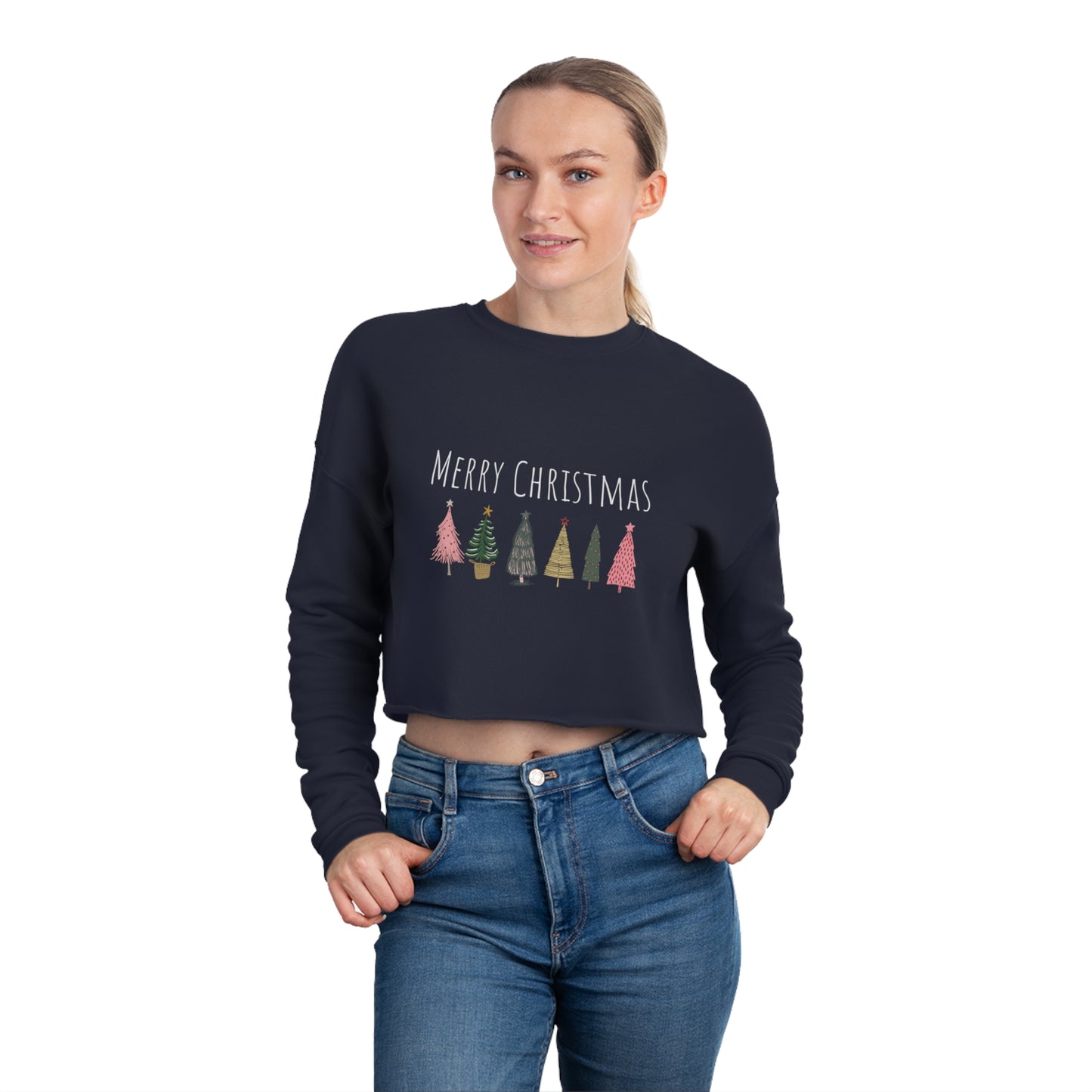 Merry Christmas sweater Women's Cropped Sweatshirt Christmas gift for her gift for wife