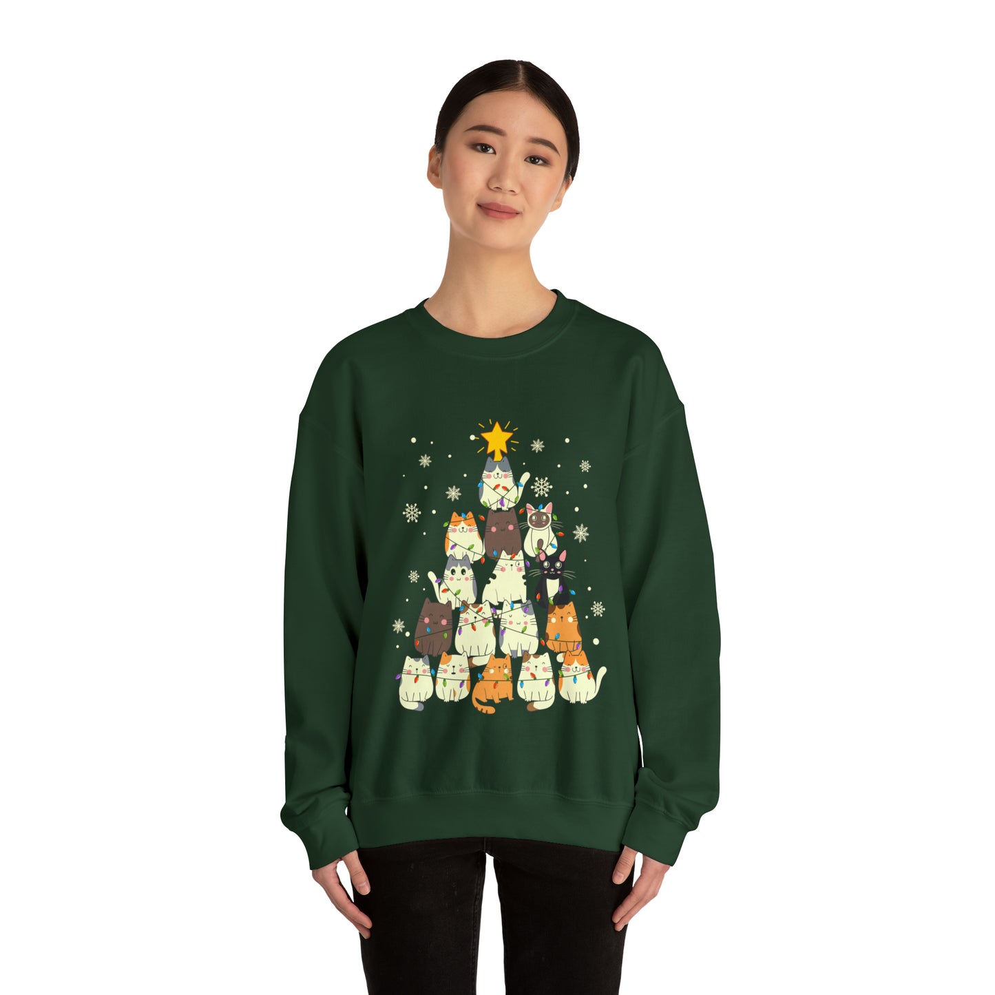 Cat Christmas sweater Kitty Christmas tree sweatshirt Family matching Merry Bright Christmas sweatshirt Christmas Sweater Holiday Christmas