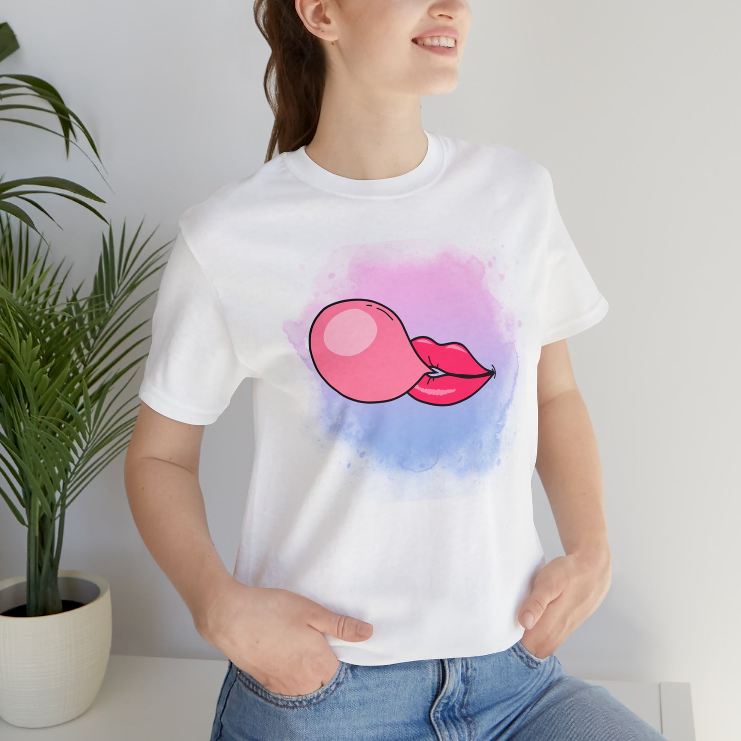 Bubble gum kiss shirt, Pink Gum Shirt, Galantine gift travel shirt, best friend trip, girls vacation trip, Unisex Jersey Short Sleeve Tee