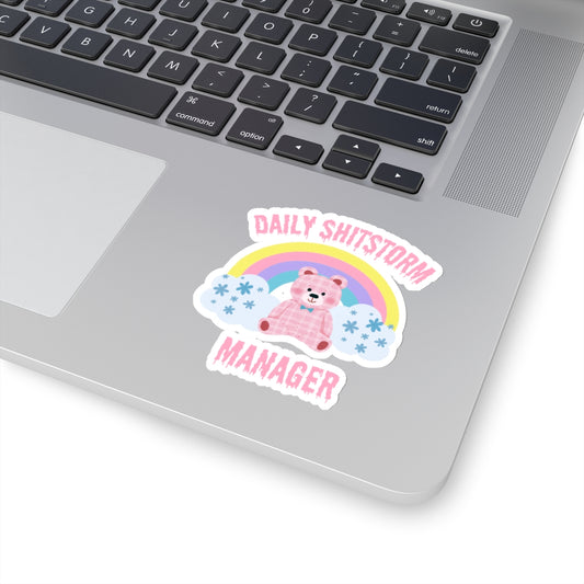 Daily shitstorm manager stickers funny coworker gift funny mom gift bestfriend gift Kiss-Cut Stickers Halloween stickers bear rainbow sticker