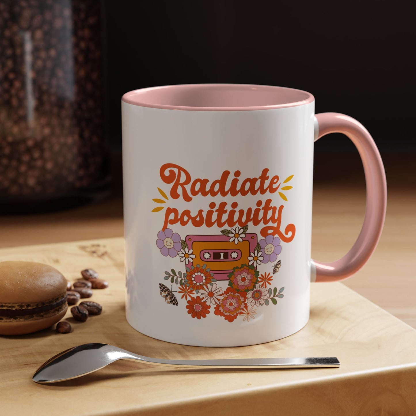 Radiate positivity mug Morning affirmation mug shining light mug Delulu mug retro gift Christmas gift for her gift for him bestie gift