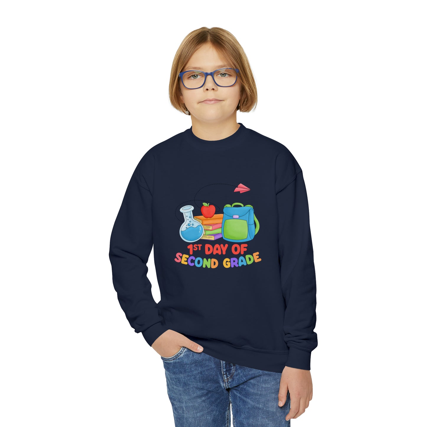First day of school sweater second grade shirt elementary school style Youth Crewneck Sweatshirt kid sweater