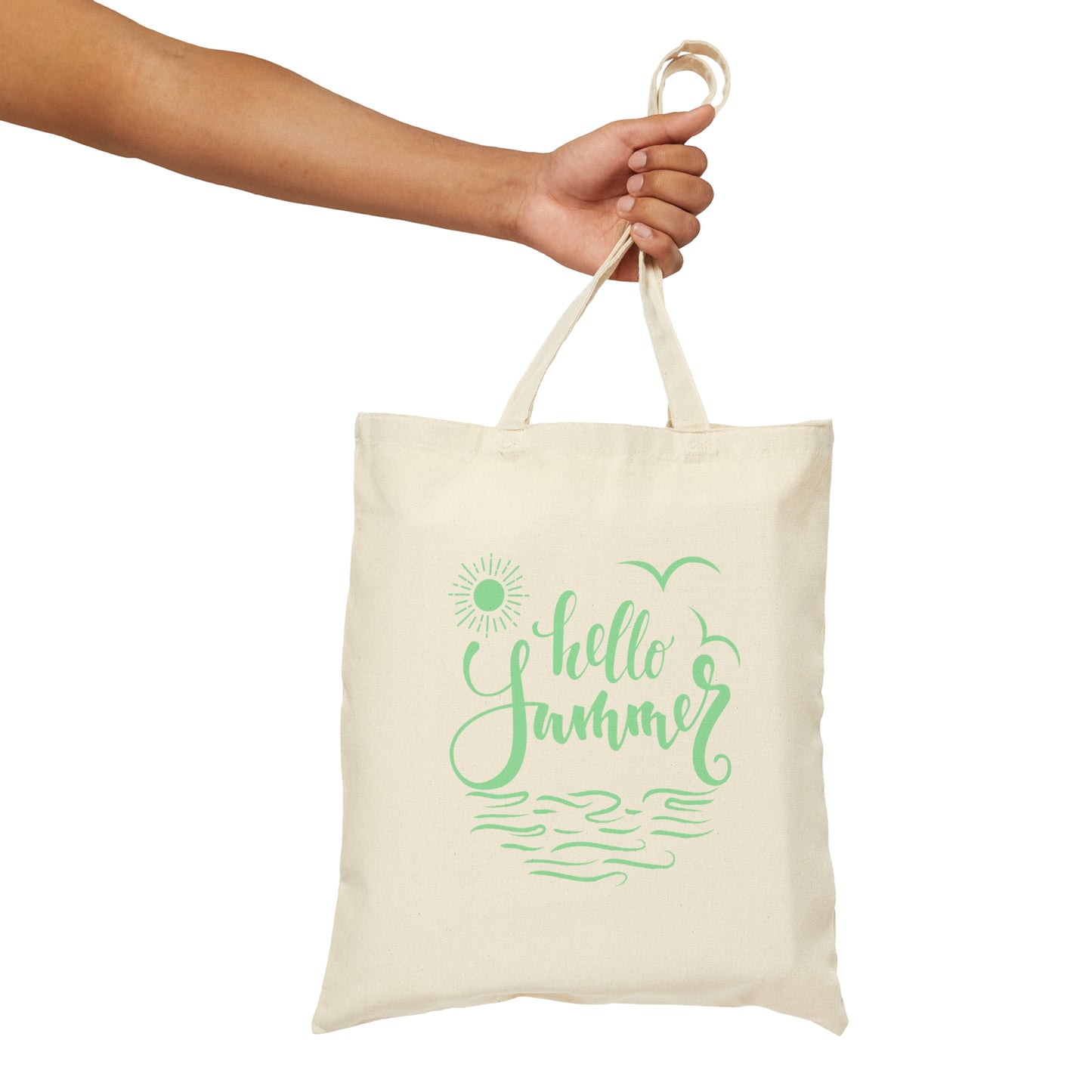 Hello Summer Tote, Printed Cotton Canvas Tote Bag