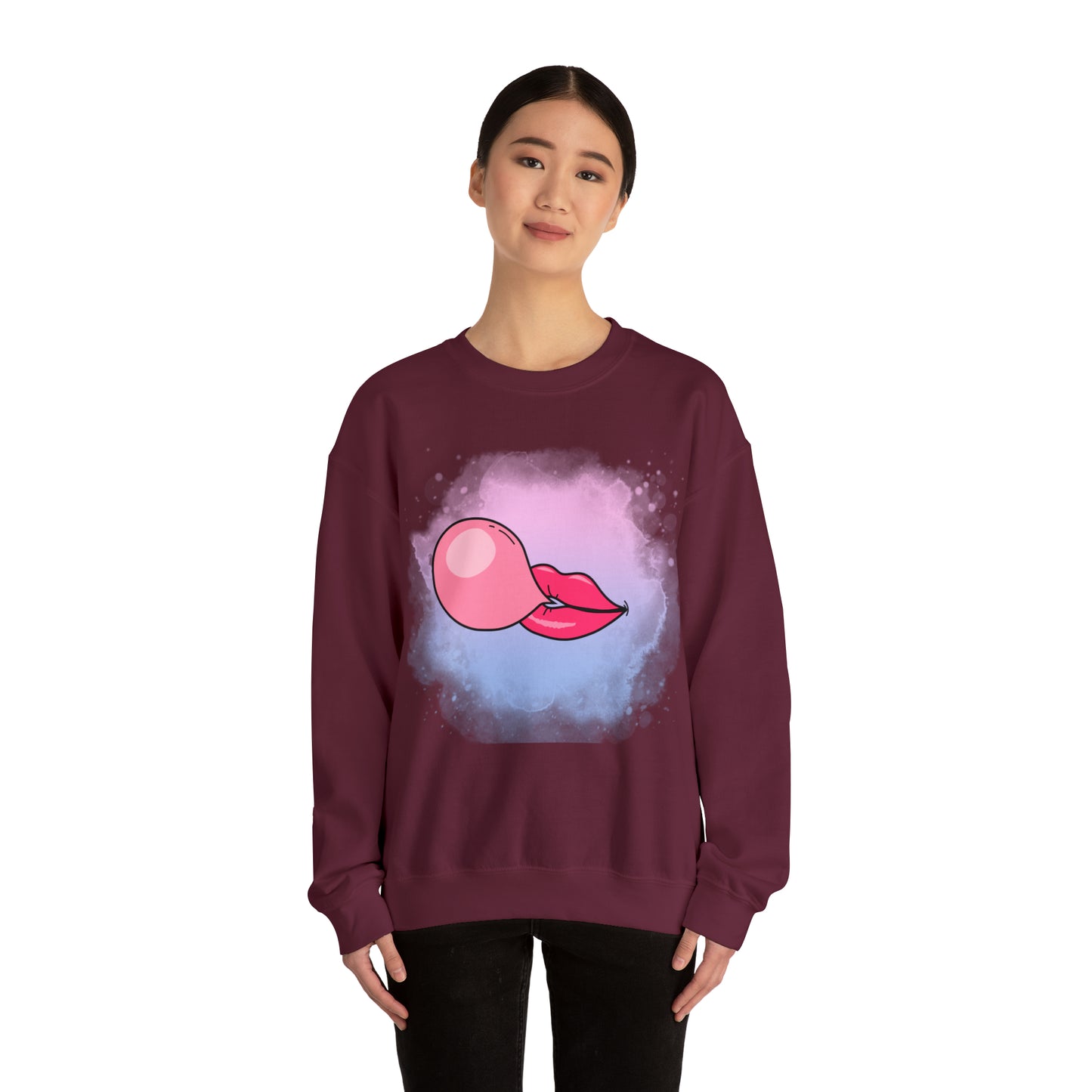 Bubble Gum kiss sweatshirt, Summer Bubblegum shirt, Birthday gift for her,Galantine travel sweatshirt,Unisex Heavy Blend Crewneck Sweatshirt