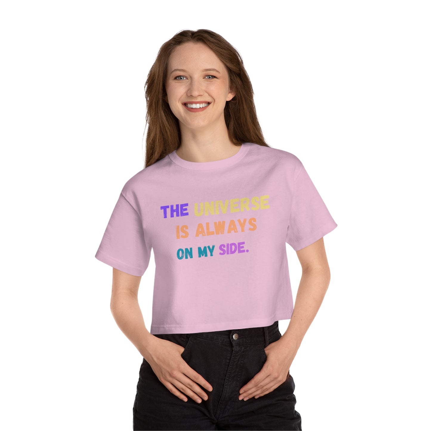 Spiritual crop top, yoga shirt, The universe is always on my side shirt, Champion Women's Heritage Cropped T-Shirt