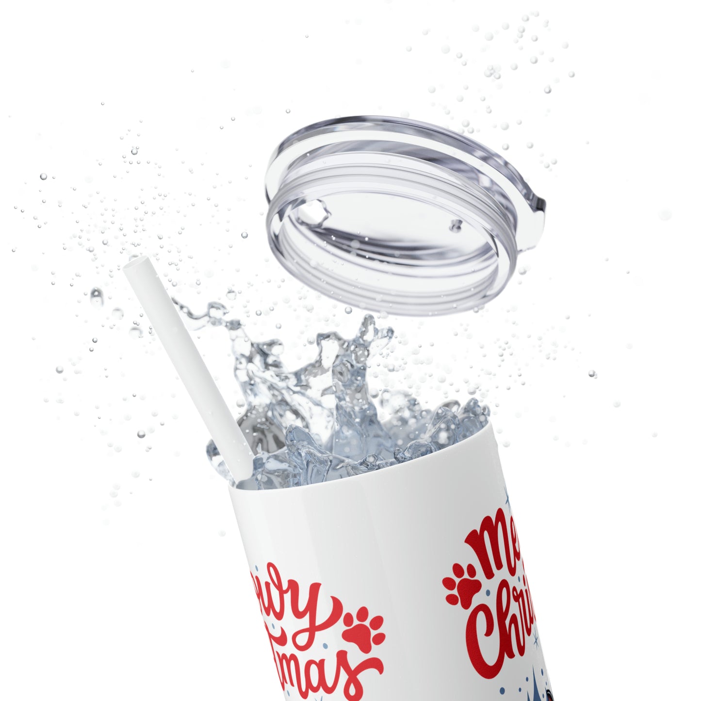 Cat lover Christmas gift Meowy Christmas tumbler Skinny Tumbler with Straw, 20oz gift for her gift for him