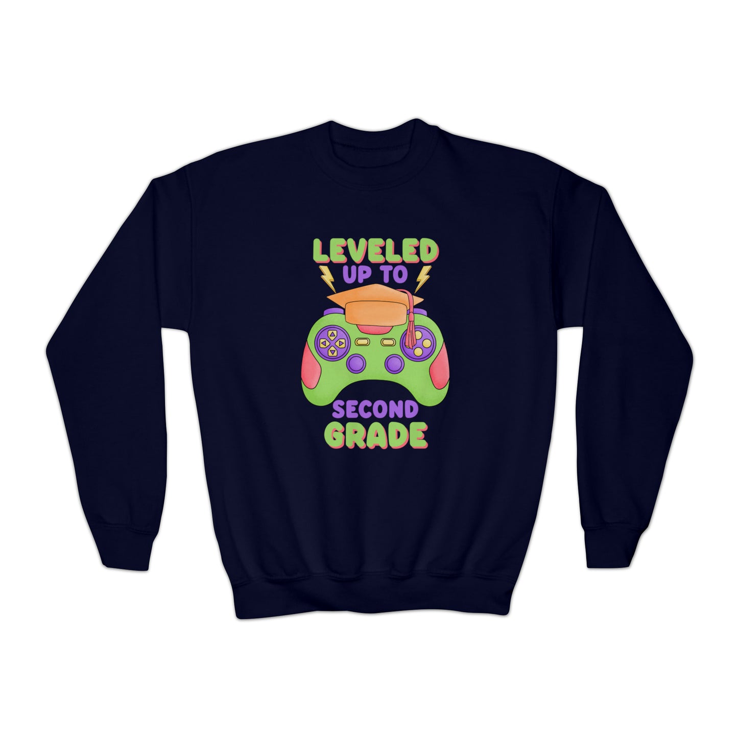 First day of school sweater second grade gamer shirt elementary school style Youth Crewneck Sweatshirt