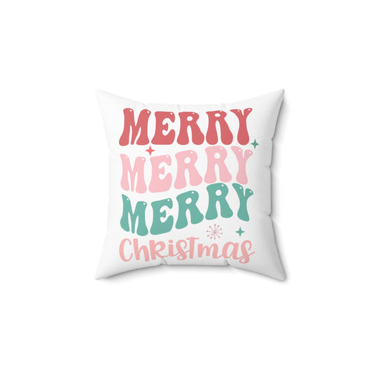 Merry Merry Christmas pillow North pillow Merry & Bright Christmas gift for her gift for him Christmas home decor Polyester Square Pillow