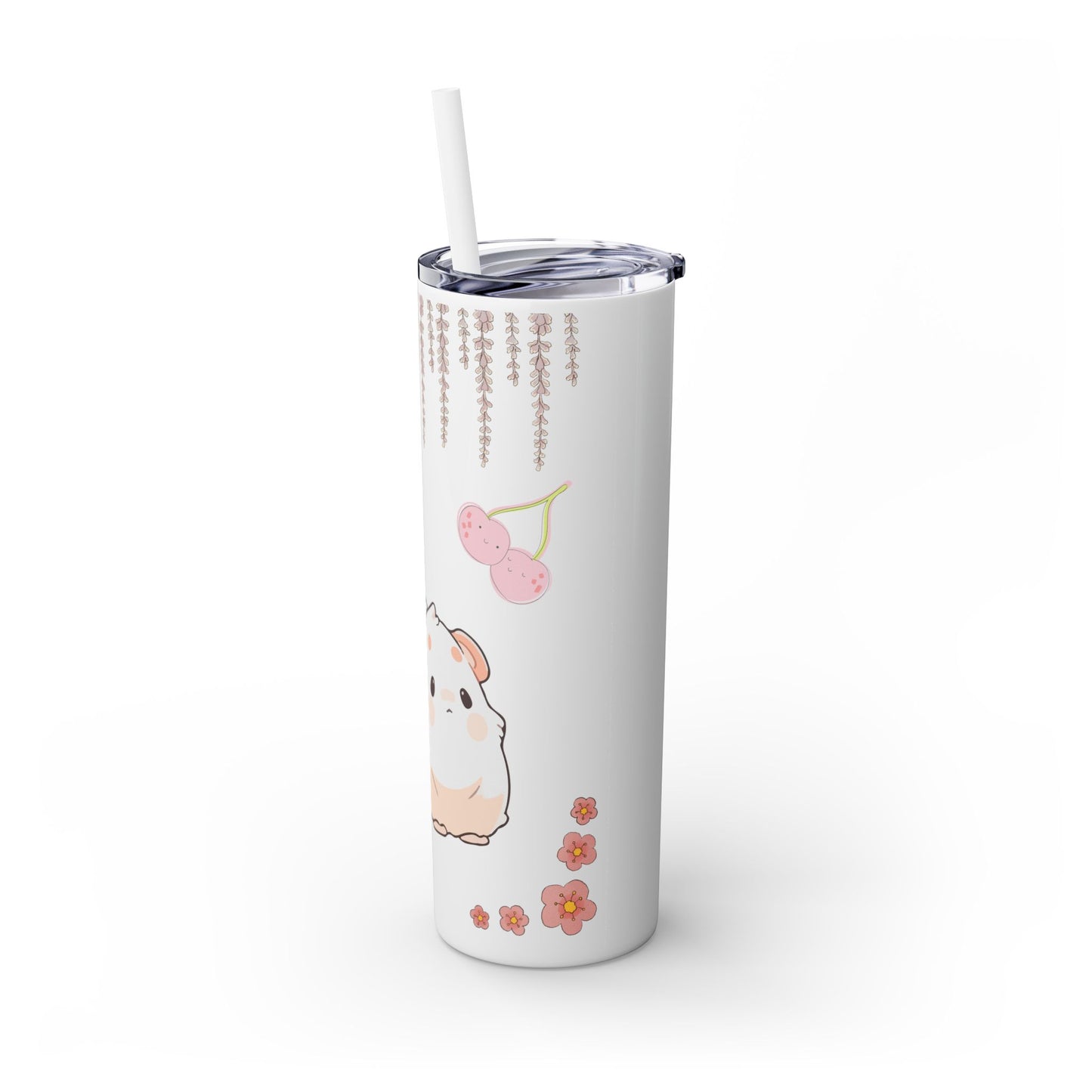 Cute Animal Skinny Tumbler with Straw Kawaii bottle 20oz - Perfect for Kids, Pets Lovers, Birthday Gift, Travel, Summer Fun