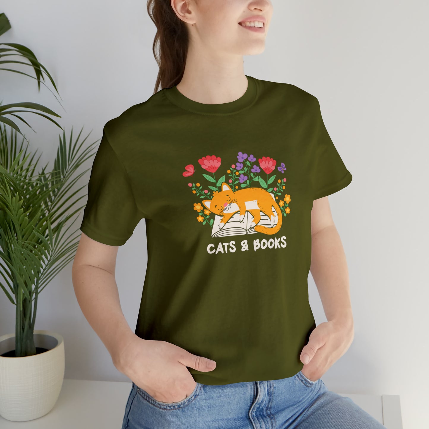 Cat Mom Shirt Cat Lover Tee Cute Book Cat Shirt Floral Book Shirt Book Lover Sweatshirt Reader Bookish Tee Cat Themed Gift For Women for men