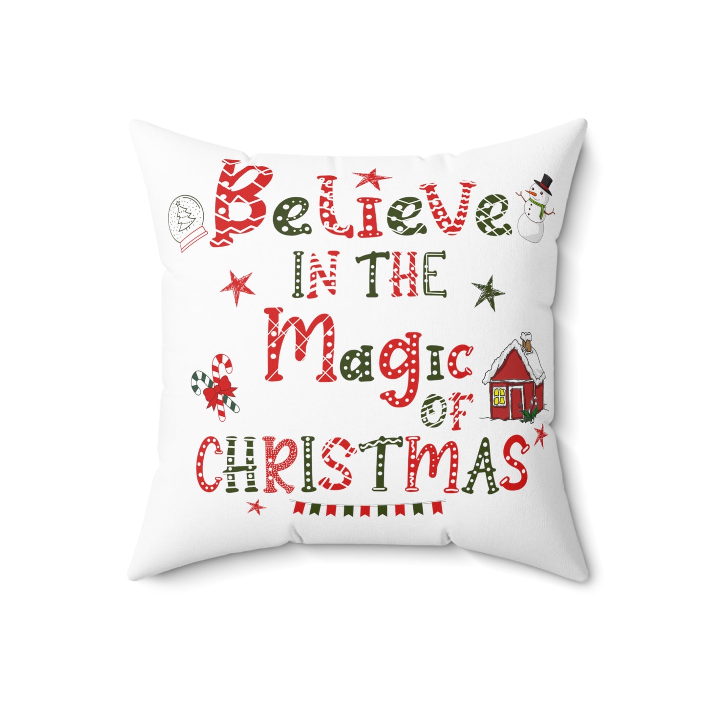 Magic of Christmas pillow North Pole pillow Merry & Bright Christmas gift for her gift for him Christmas home decor Polyester Square Pillow