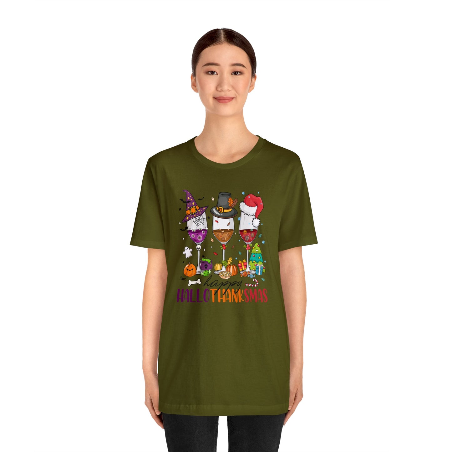 Wine lover shirt Happy holidays shirt Hallothanksmas gift for her gift for him happy Hallothanksmas Shirt Christmas gift Thanksgiving shirt