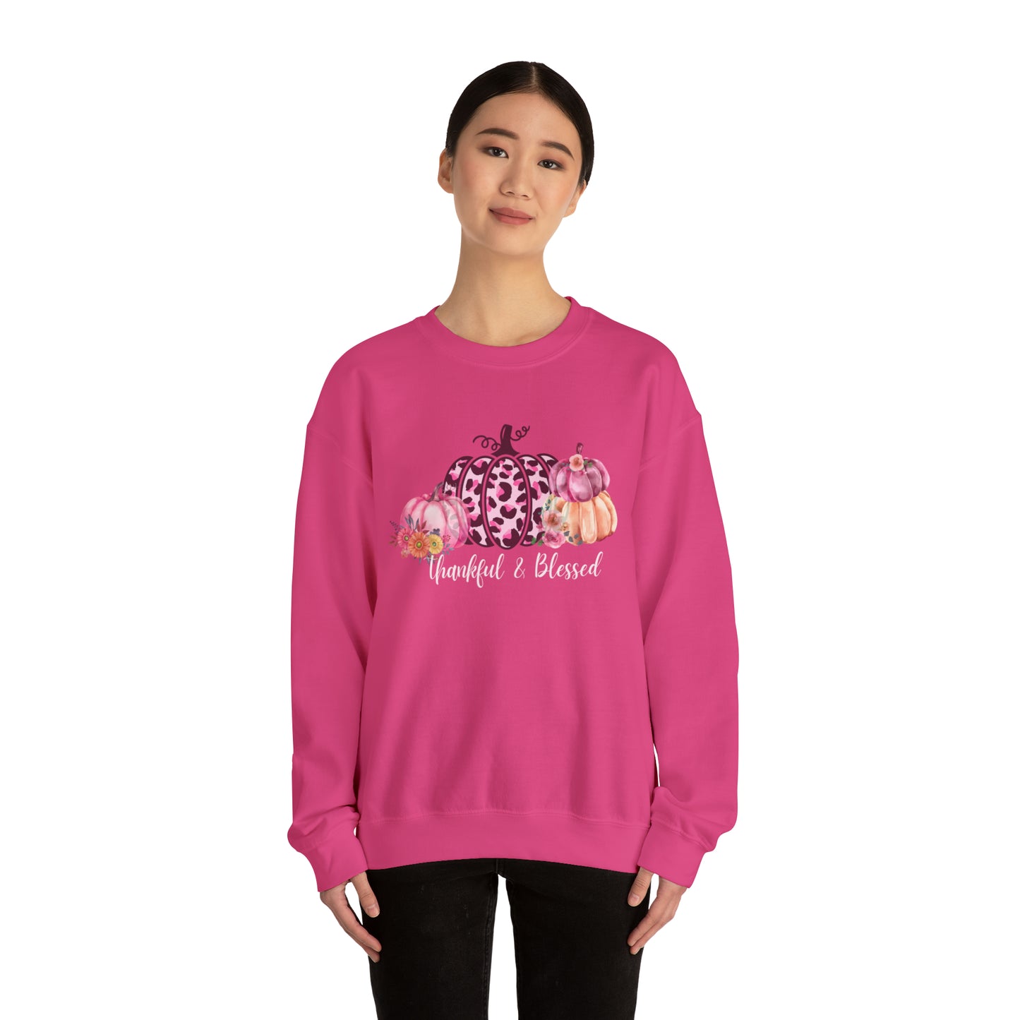 Thankful and blessed Sweatshirt thanksgiving sweater gift for her women's sweater best friend gift Christmas gift pink pumpkin