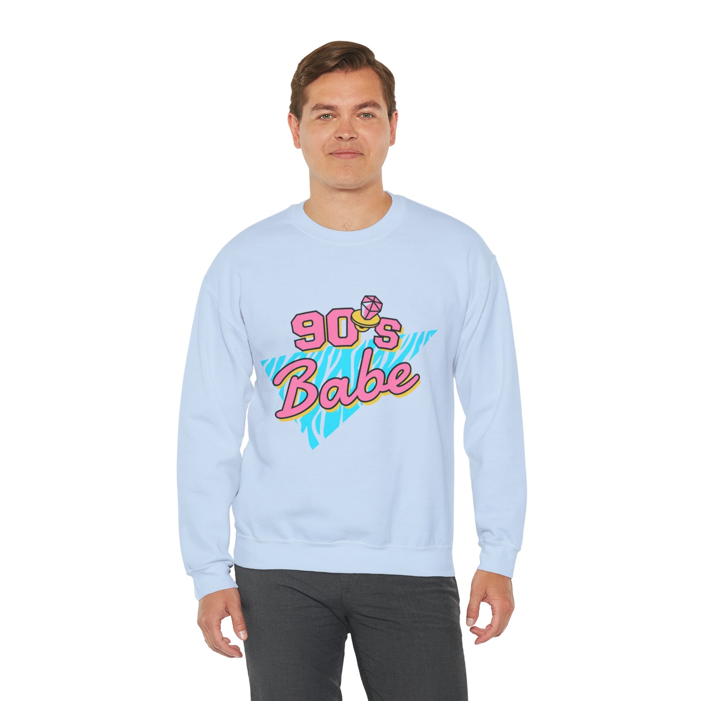 90's Babe Sweatshirt, Pink blue shirt, Unisex Heavy Blend Crewneck Sweatshirt