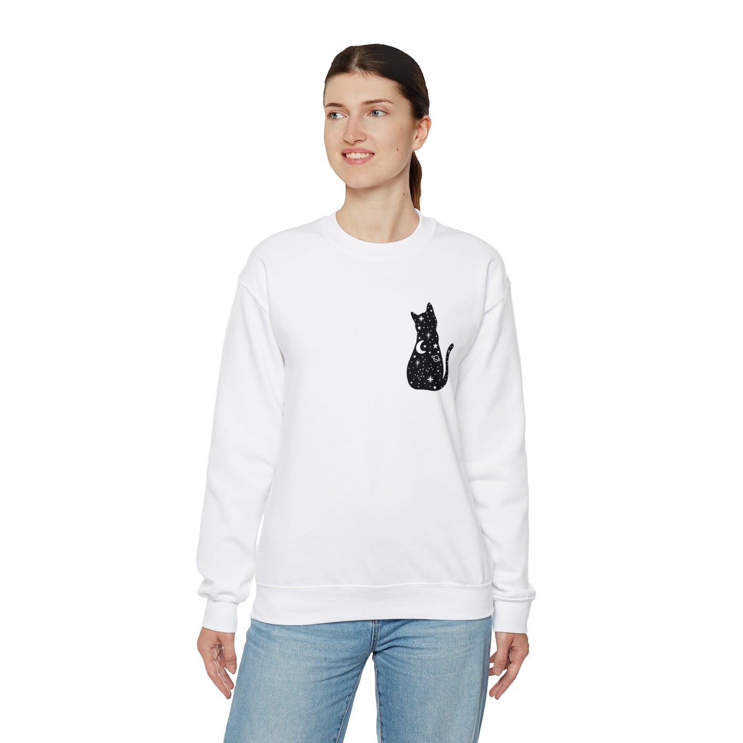 Halloween Sweatshirt Black Cat Shirt Halloween Sweater Halloween Cat Sweatshirt Gift for Cat Lover Gift Black Cat Gift for Cat Mom Gift Moon