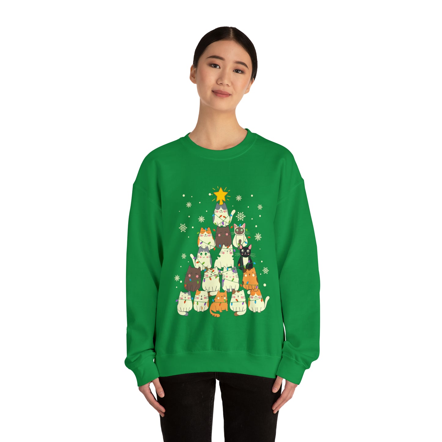 Cat Christmas sweater Kitty Christmas tree sweatshirt Family matching Merry Bright Christmas sweatshirt Christmas Sweater Holiday Christmas