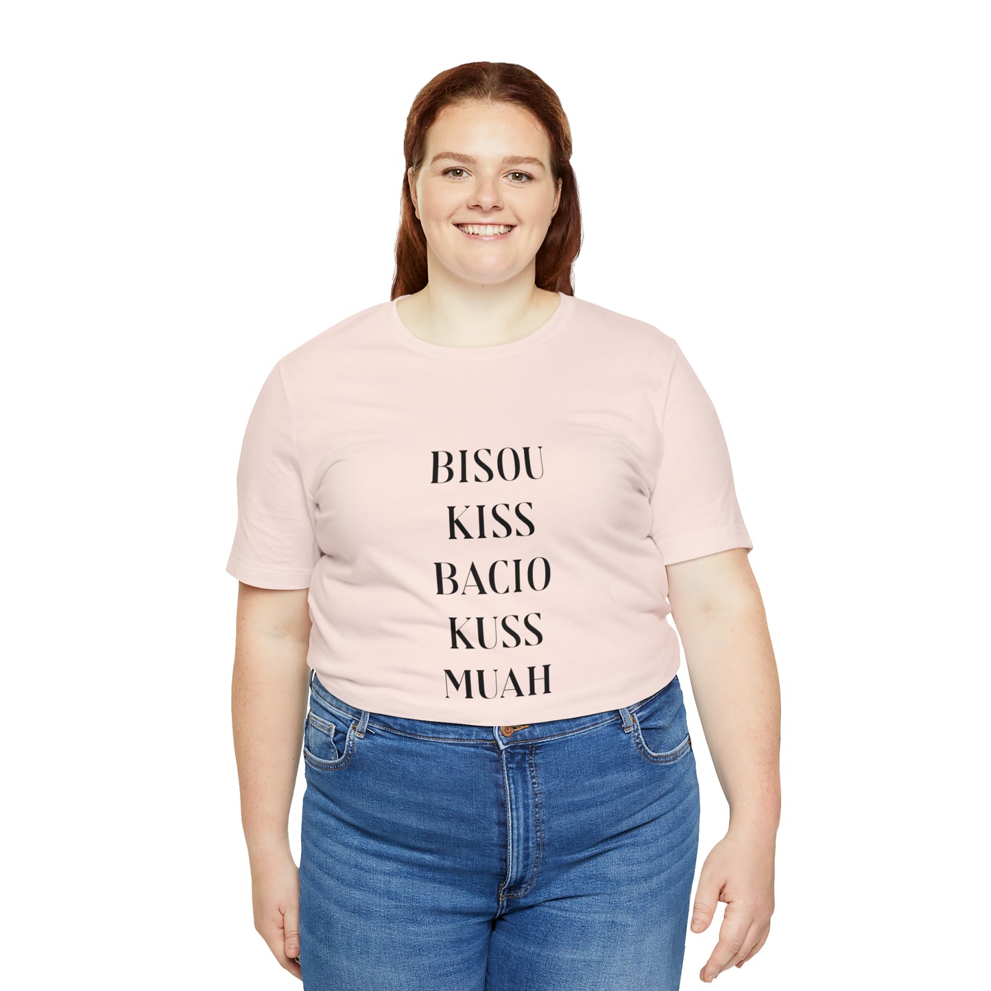 Bisou kiss shirt, travel shirt, best friend trip, girls vacation trip, Unisex Jersey Short Sleeve Tee