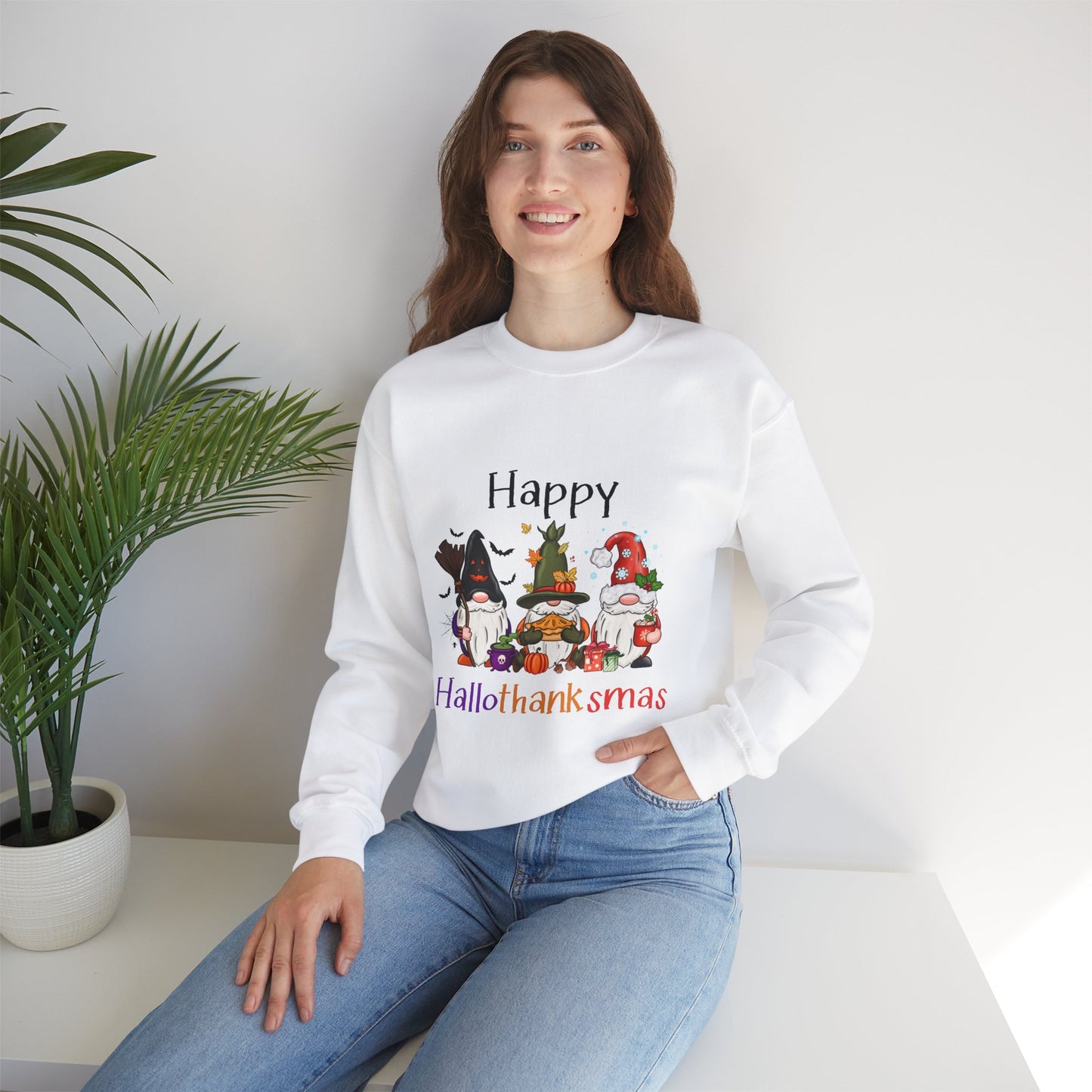 Happy Hallothanksmas Sweatshirt gnome Halloween sweater Gift For her for him Christmas Sweatshirt Cute Halloween Sweater HalloweenSweatshirt
