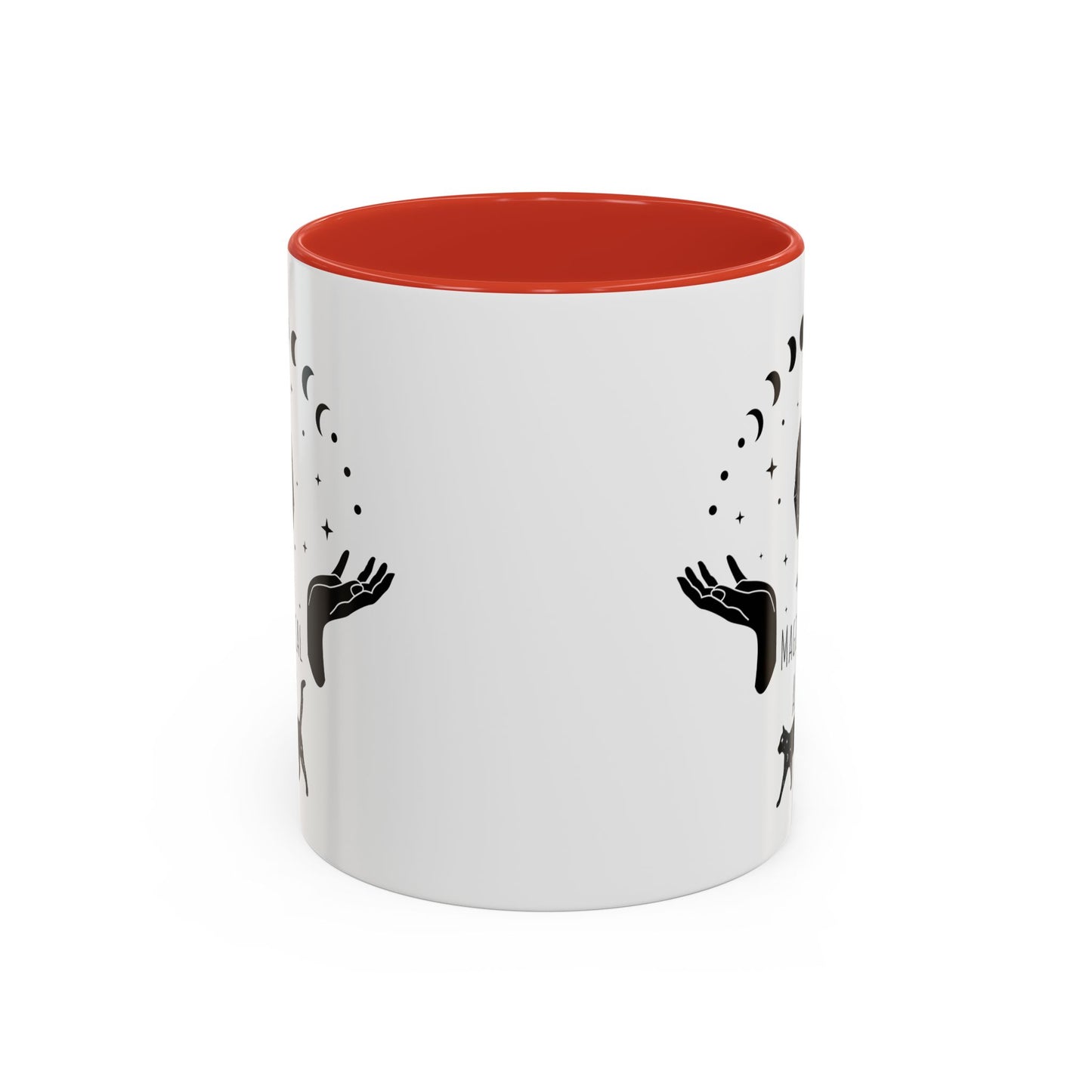 Magical Witchy Mug Moon Phases Black Cat Accent Coffee Cup (11, 15oz) Pagan Wiccan Kitchen Decor Halloween Gift Christmas gift for her,