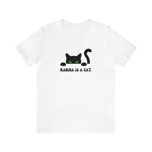 Karma is a cat shirt Cat lover tshirt book lover shirt Taylor witchy cat Shirt Halloween Cat Gift for Cat Lover Gift for Cat swiftie shirt