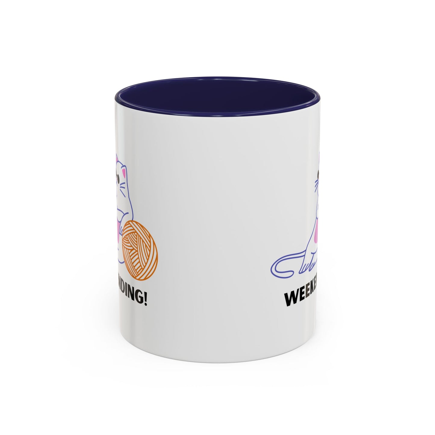 Cat Lover mug weekending vibes yarn lover Coffee Mug Funny Cat Mug Cute Kitty Cup, Cat Lady, Cat Dad, Pet Owner Gift, Cat Mug with Yarn Ball