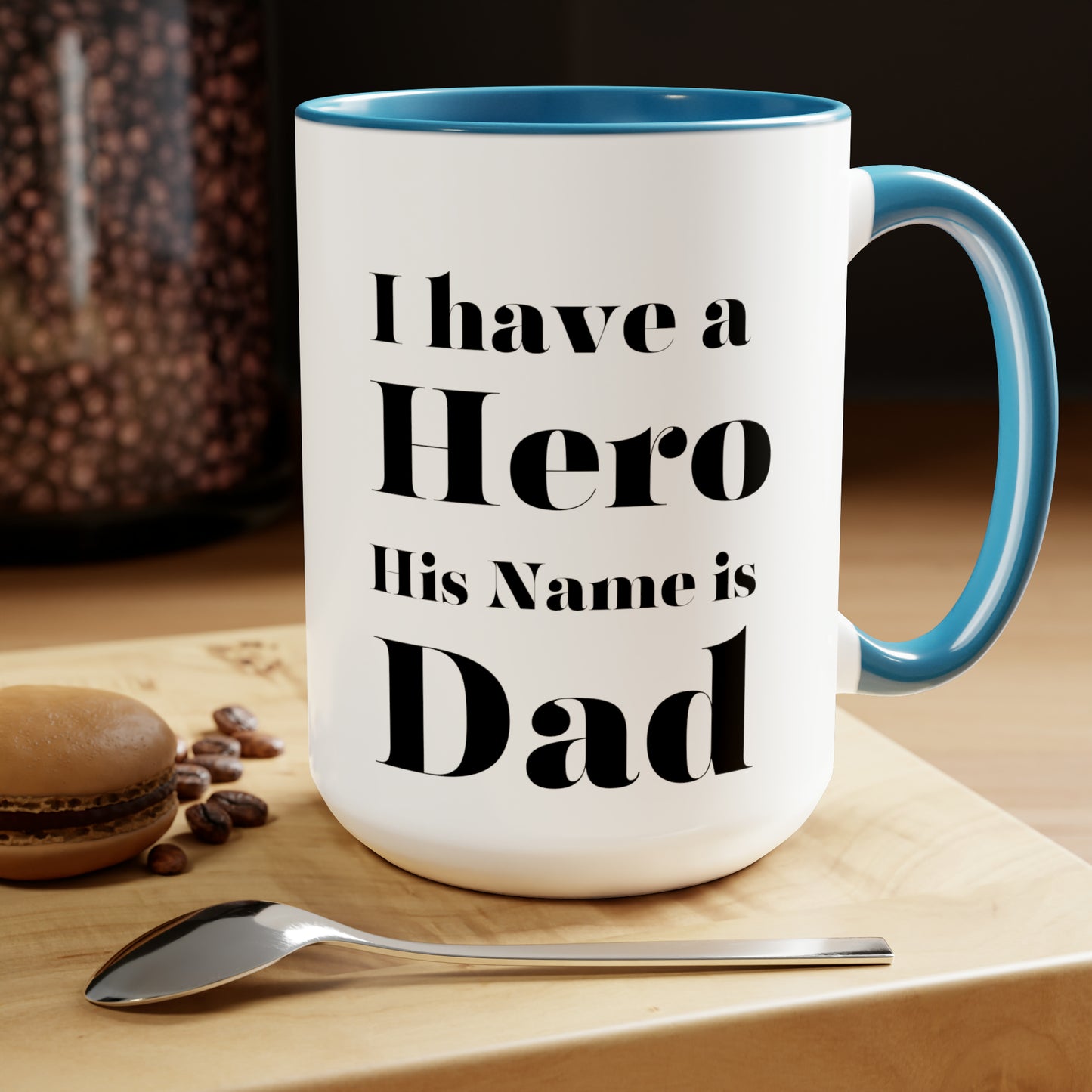 Hero dad mug love you dad Valentine's Day mug sister gift Coffee Mug pregnancy reveal gift heart mug gift for her Mug wife Coffee tea 15oz