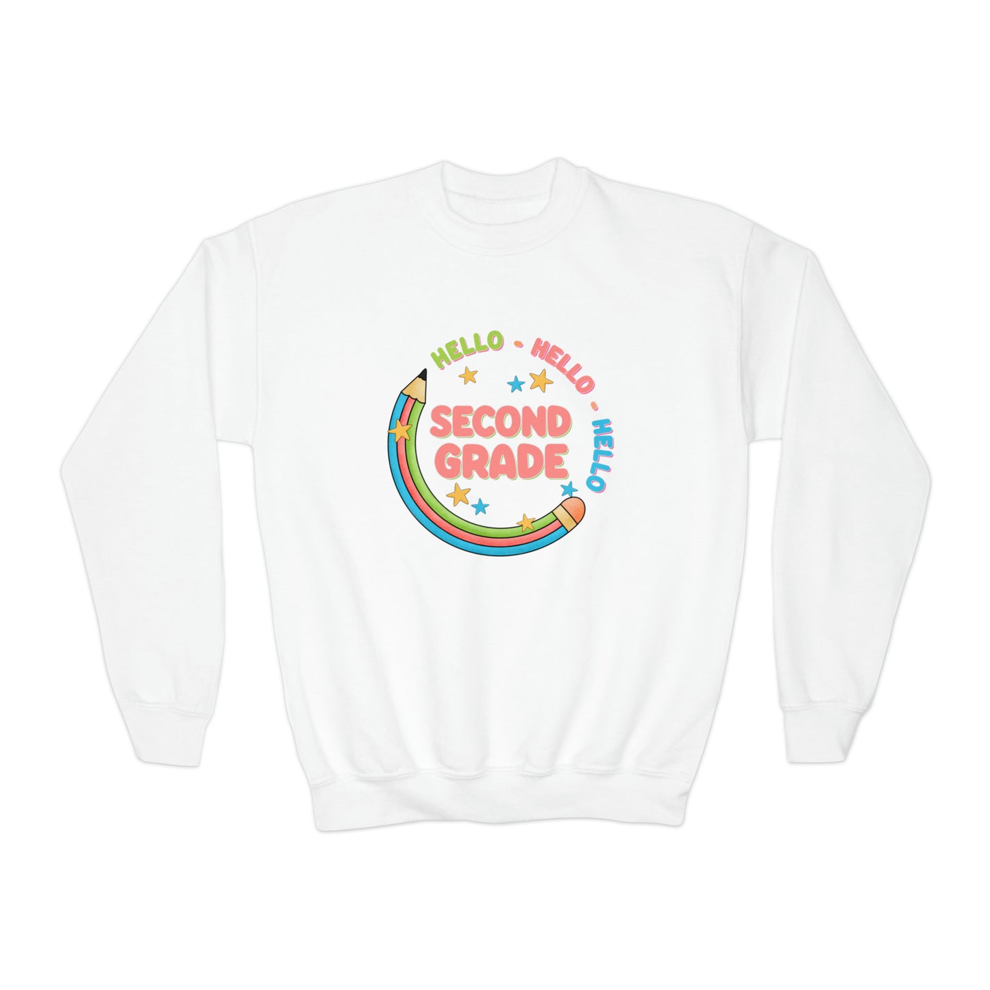 First day of school sweater second grade shirt elementary school style Youth Crewneck Sweatshirt