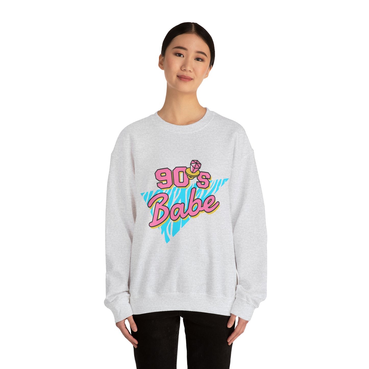 90's Babe Sweatshirt, Pink blue shirt, Unisex Heavy Blend Crewneck Sweatshirt