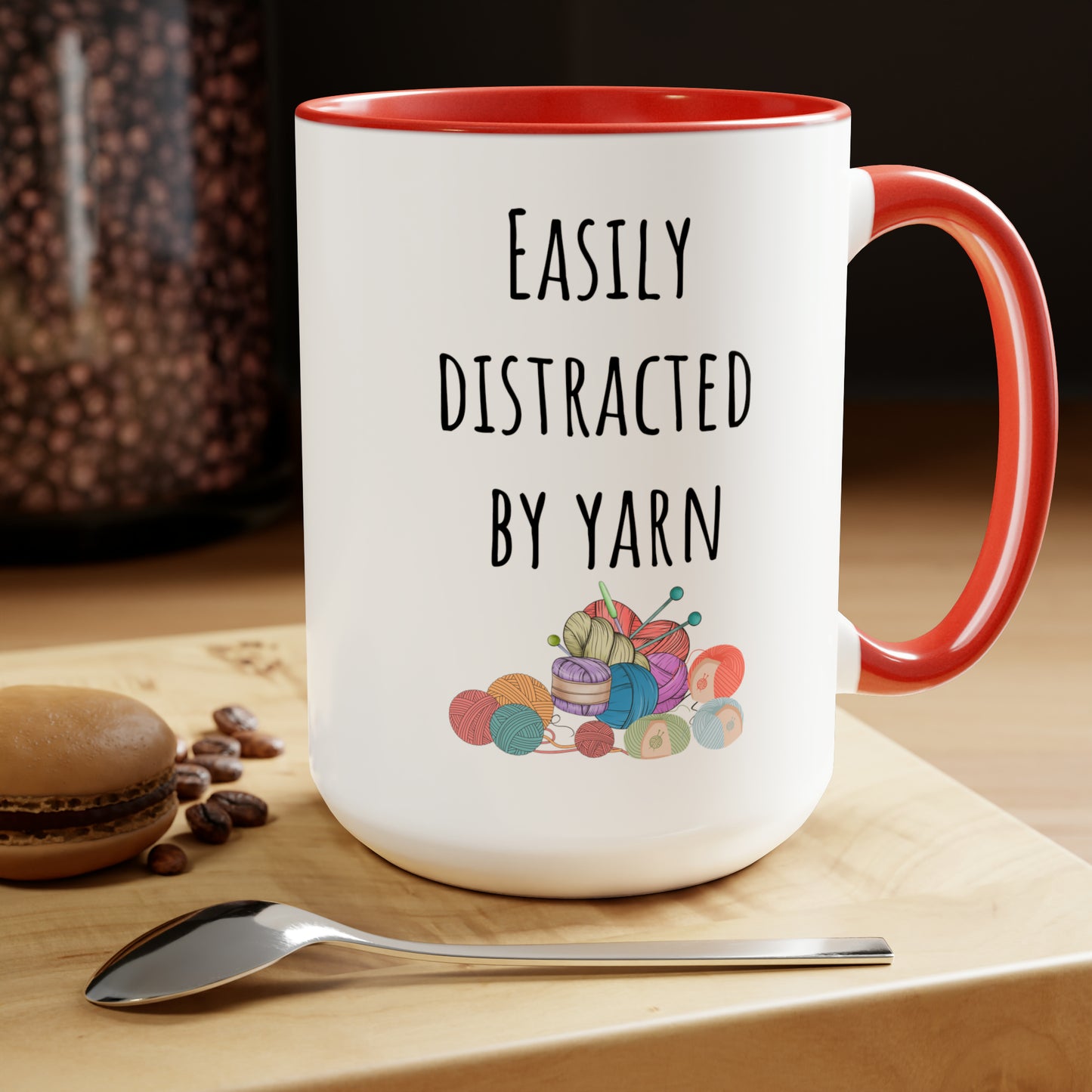 Easily distracted by yarn mug Supervisor mug Floral mug gift for her Mug funny gift for wife Coffee Mugs tea Christmas gift 15oz