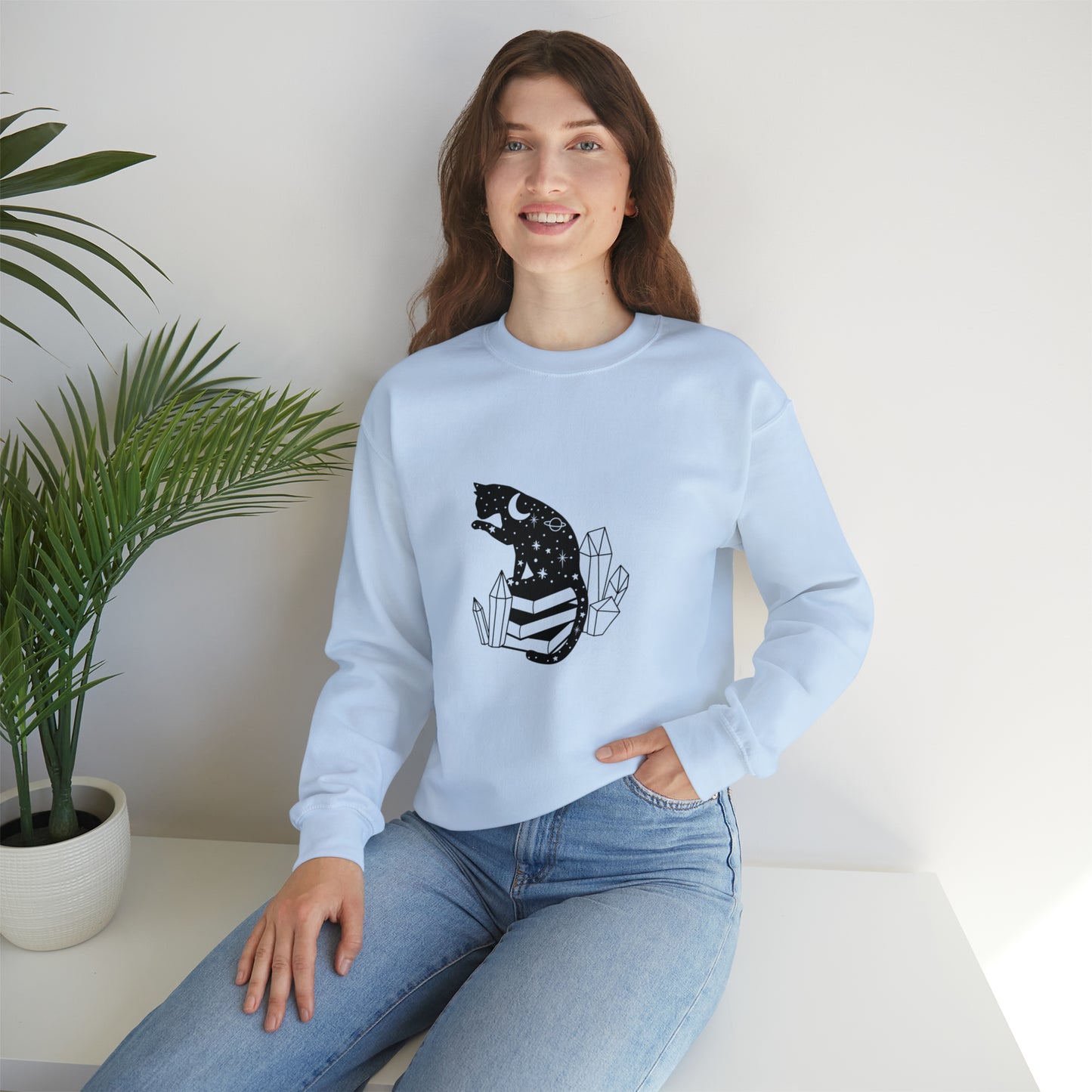 Cat lover Sweatshirt book lover sweater Crystal lover Shirt Halloween Cat Sweatshirt Gift for Cat Lover Gift for Cat Mom Gift moon