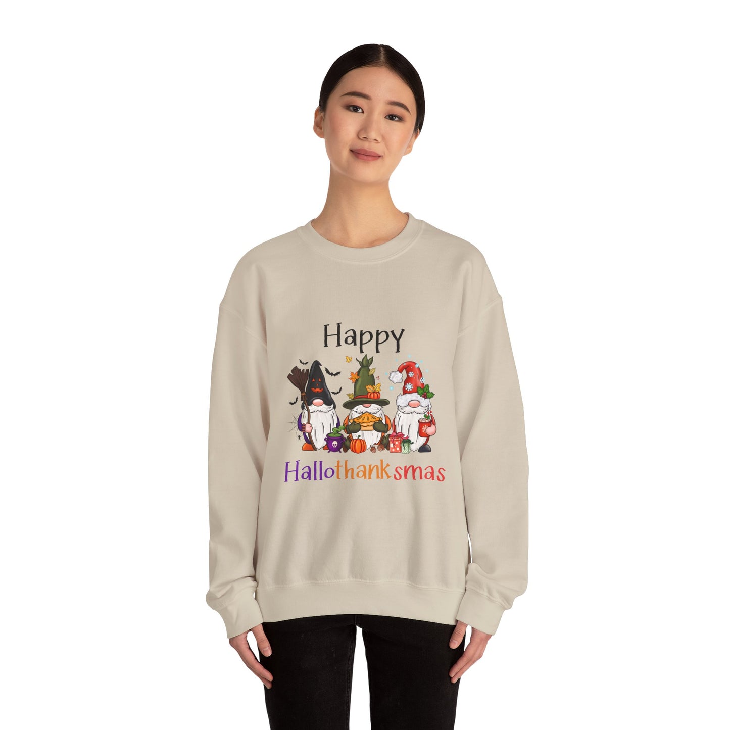 Happy Hallothanksmas Sweatshirt gnome Halloween sweater Gift For her for him Christmas Sweatshirt Cute Halloween Sweater HalloweenSweatshirt