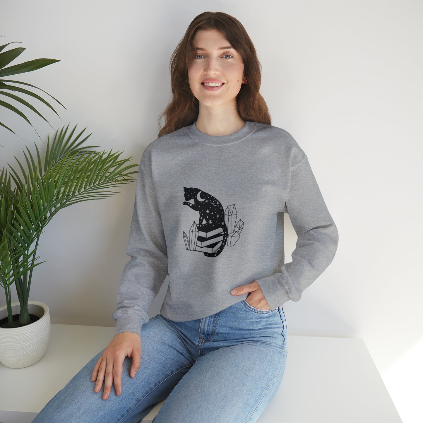 Cat lover Sweatshirt book lover sweater Crystal lover Shirt Halloween Cat Sweatshirt Gift for Cat Lover Gift for Cat Mom Gift moon