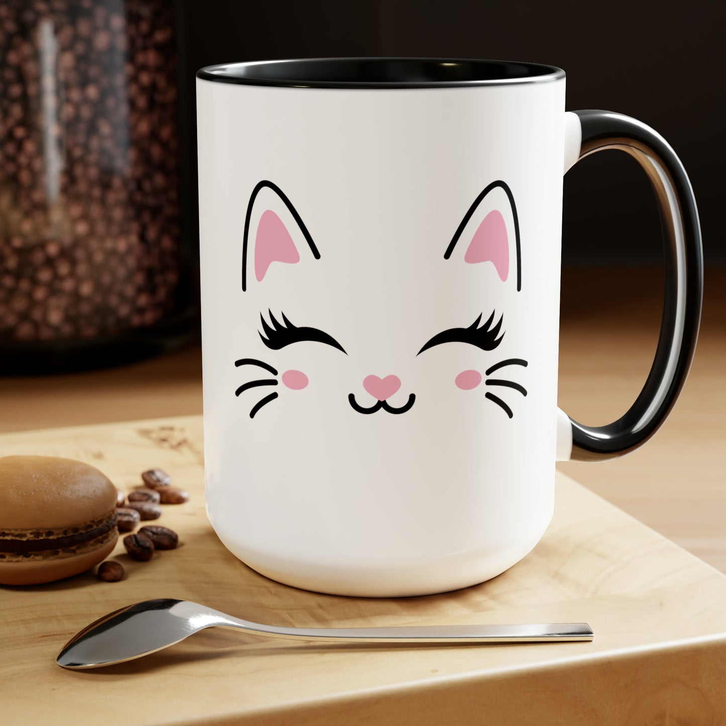 Cute cat face mug Christmas mug gift for mom gift mug Floral mug gift for her Mug funny gift for wife Coffee Mugs Christmas gift 15oz
