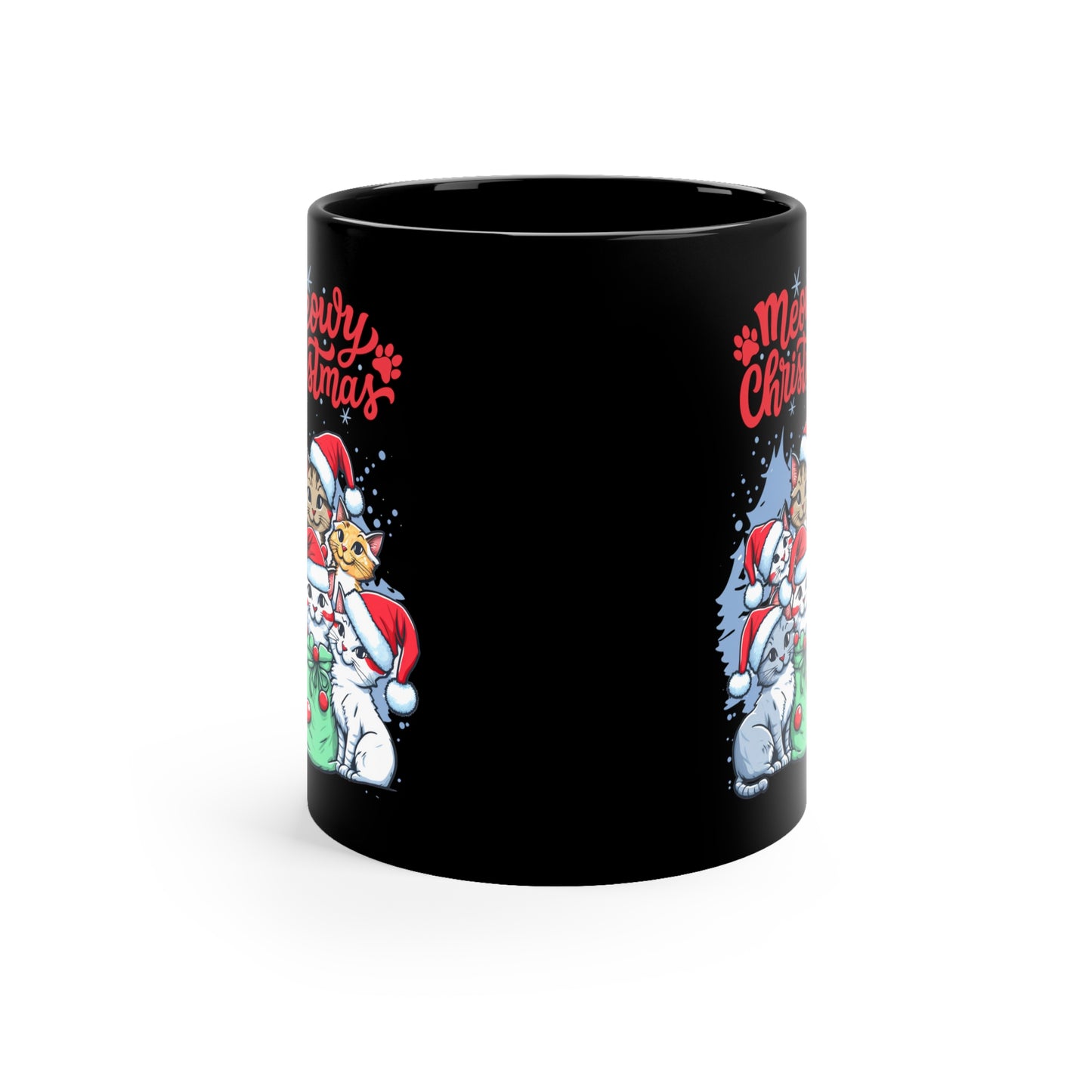 Christmas Cat tree Cat lover gift coffee lover gift tea lover gift for her gift for him Ceramic Mug Bestfriend Christmas gift 11oz Black Mug
