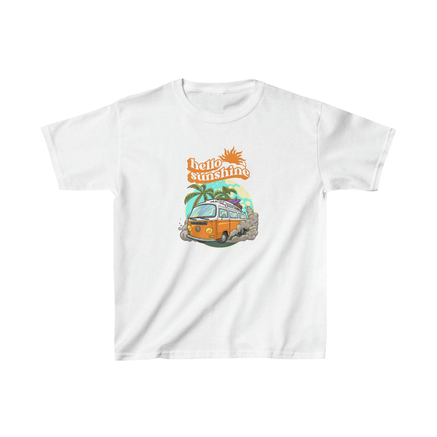 Retro Hello sunshine shirt kid summer shirt Bus party shirt birthday shirt kid birthday party shirt Christmas shirt Rainbow cloud kid shirt