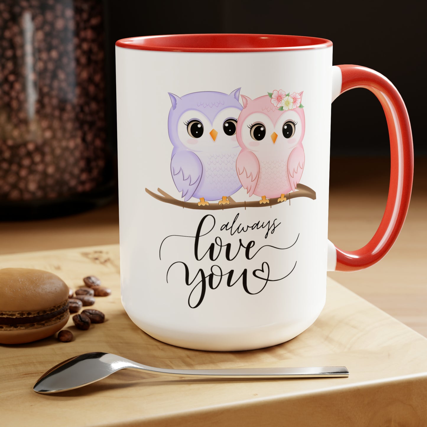 Owl always love you Valentine's Day mug sister gift Coffee Mug pregnancy reveal gift heart mug gift for her Mug wife Coffee tea 15oz