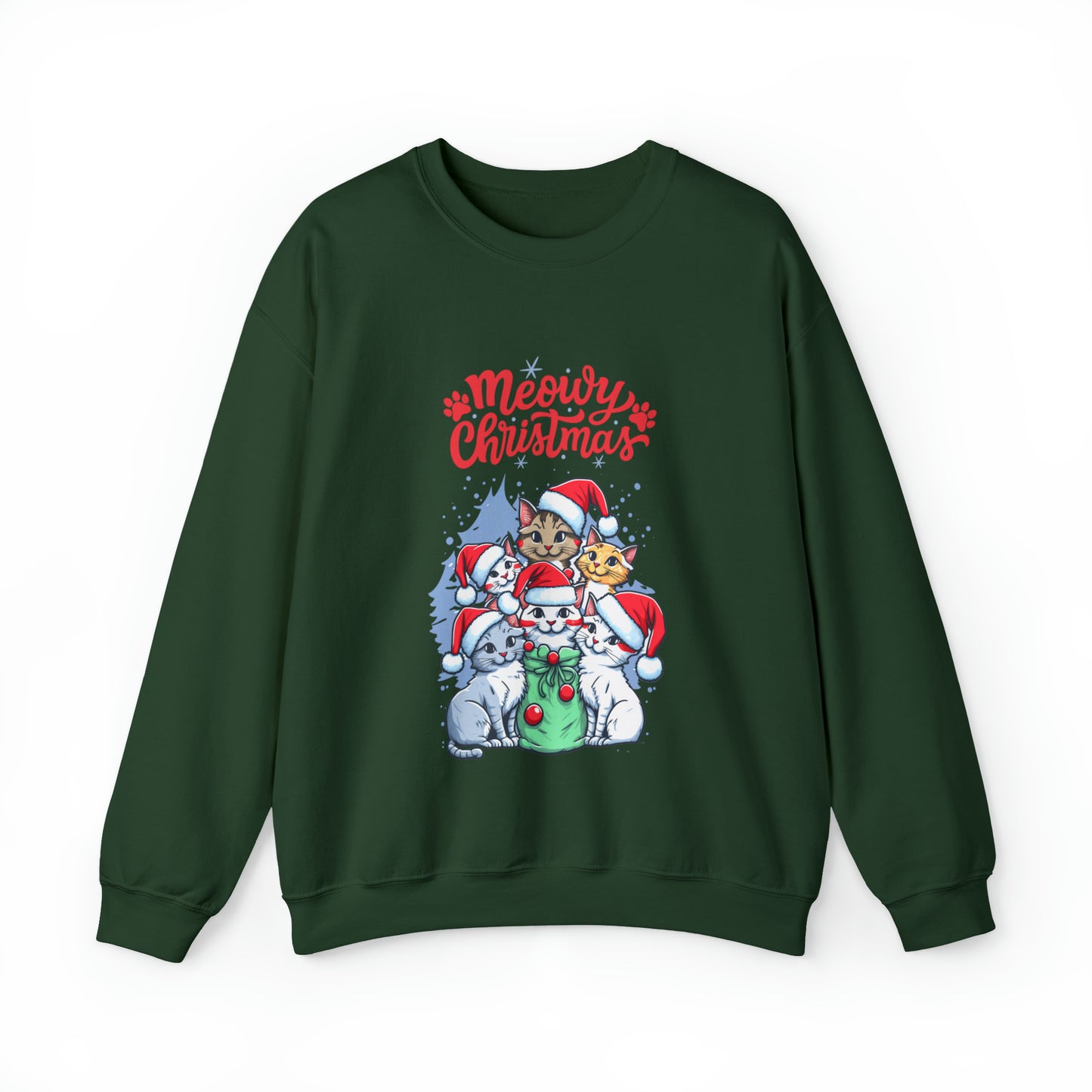 Funny Cat Christmas sweater Meowy Christmas shirt Kitty Christmas tree sweatshirt ugly Christmas sweater Family matching Bright Christmas