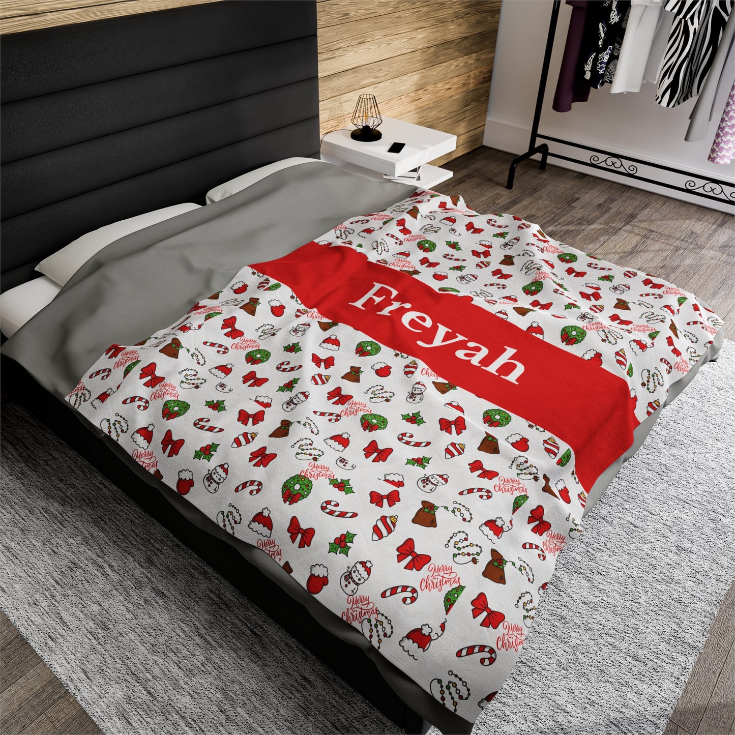 Christmas Blanket kids custom name christmas blanket Merry christmas personalized blanket Movie watching blanket Velveteen Plush Blanket