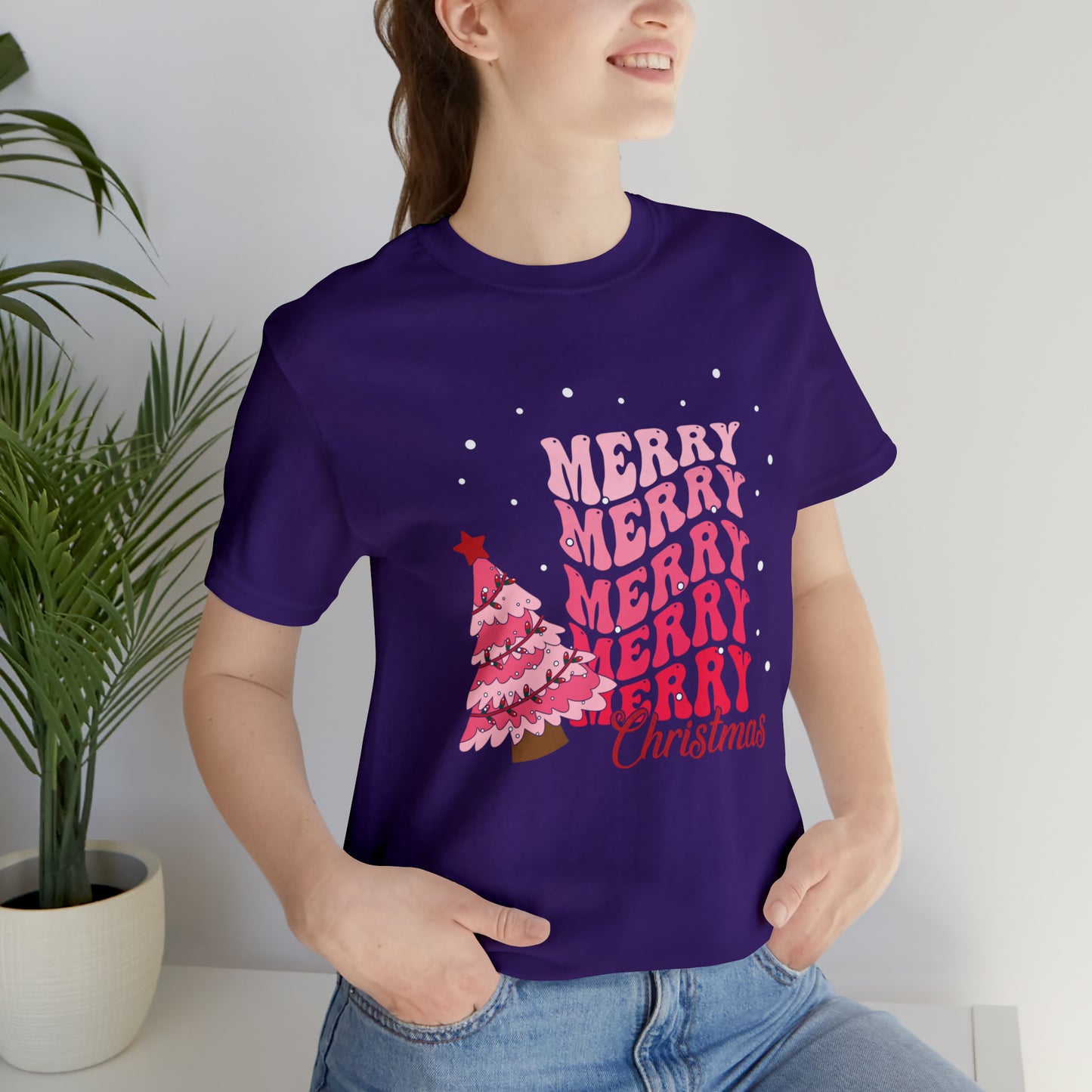 Festive AF shirt Pink Merry Bright Christmas Tshirt for Women Christmas Shirt Sweater Holiday Christmas gift for her gift for him unisex