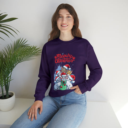 Funny Cat Christmas sweater Meowy Christmas shirt Kitty Christmas tree sweatshirt ugly Christmas sweater Family matching Bright Christmas