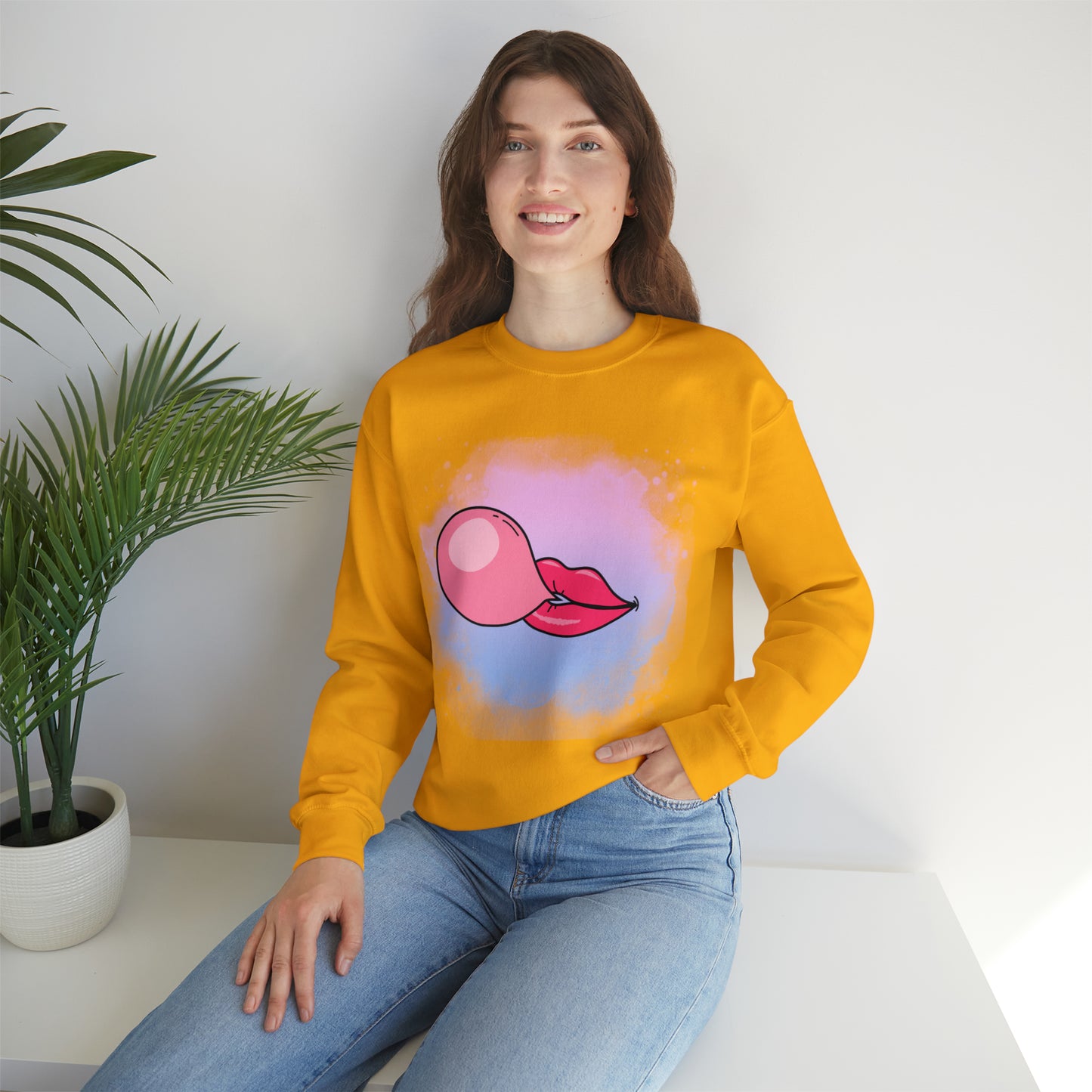 Bubble Gum kiss sweatshirt, Summer Bubblegum shirt, Birthday gift for her,Galantine travel sweatshirt,Unisex Heavy Blend Crewneck Sweatshirt