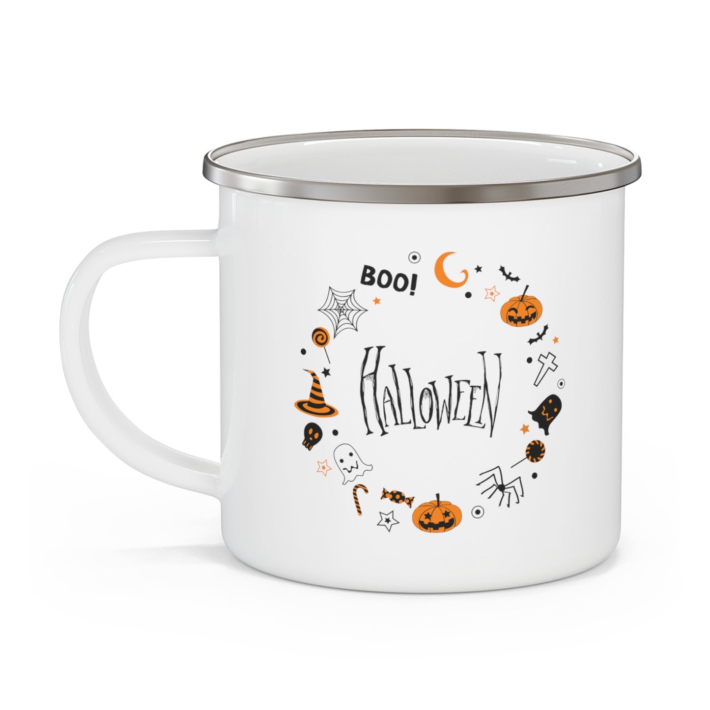 Halloween Mug gift for wife spider pumpkin gift Bossbabe gift for him gift for Mom, gift for wife Christmas gift for her Enamel Camping Mug