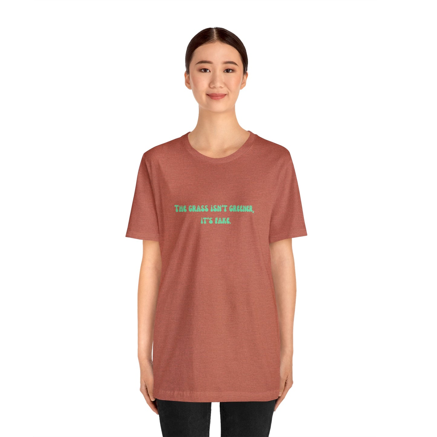 Funny grass is fake shirt aesthetic gift for her grass isn't greener shirt funny gifts for best friend vacation shirt wife husband