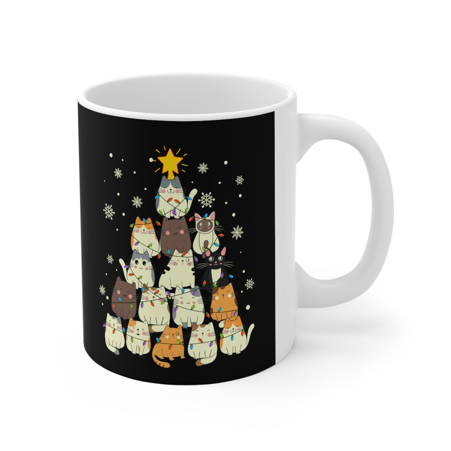 Christmas Cat tree, Cat lover gift coffee lover gift tea lover gift gift for her gift for him Ceramic Mug 11oz Best friend Christmas gift