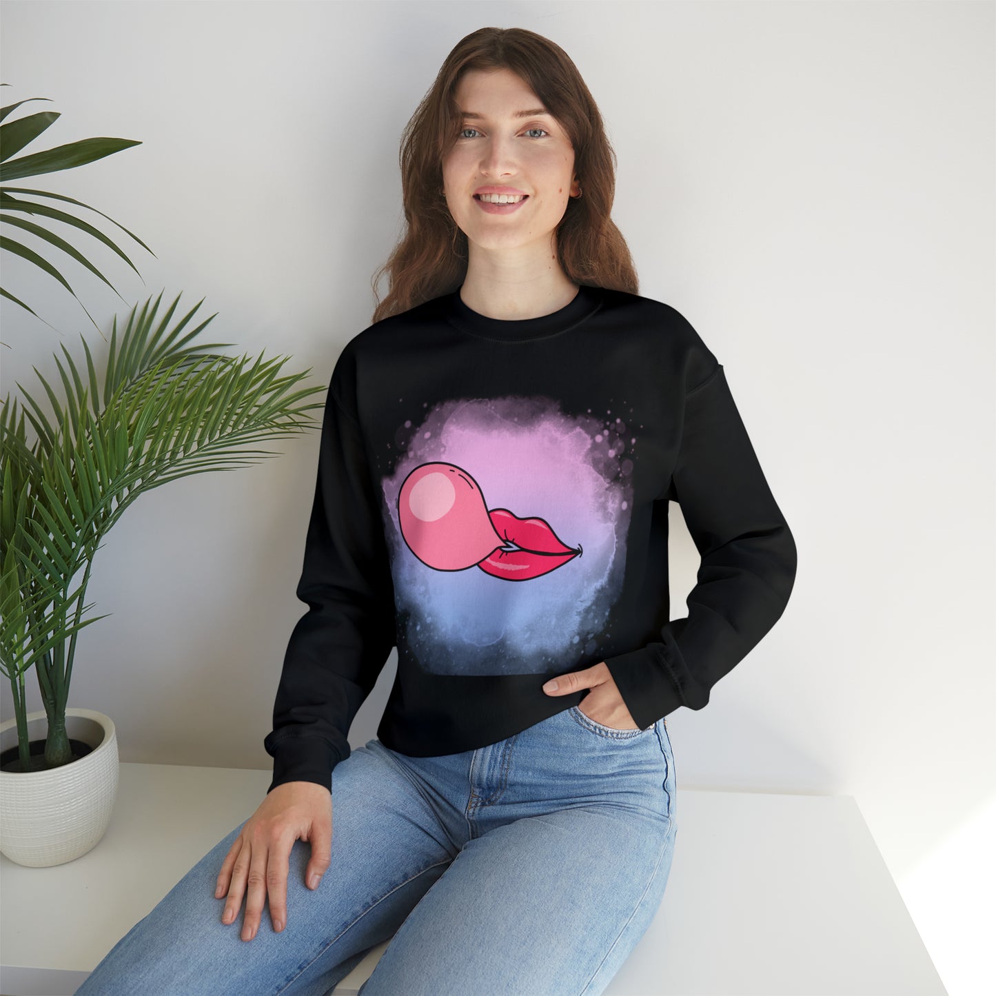Bubble Gum kiss sweatshirt, Summer Bubblegum shirt, Birthday gift for her,Galantine travel sweatshirt,Unisex Heavy Blend Crewneck Sweatshirt