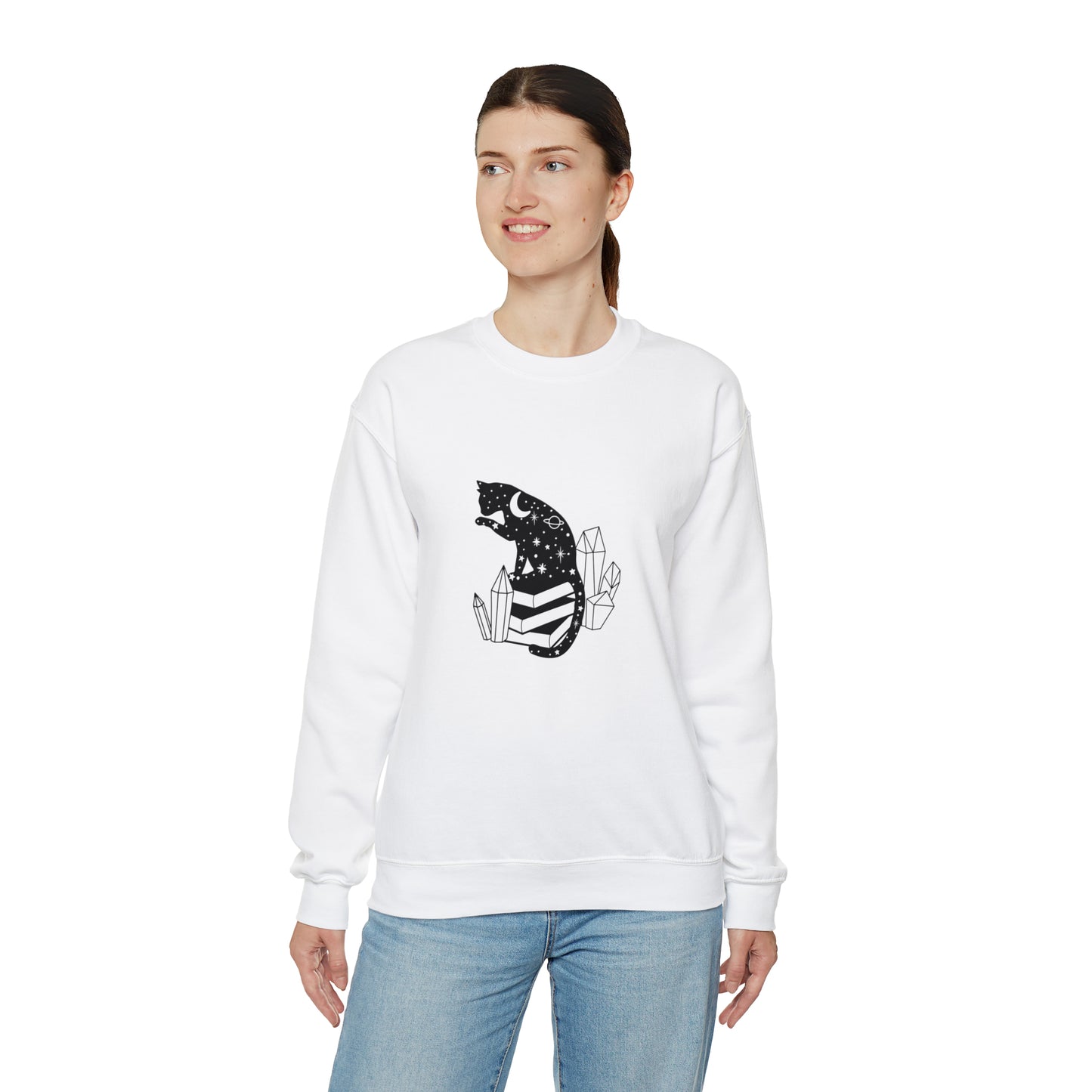 Cat lover Sweatshirt book lover sweater Crystal lover Shirt Halloween Cat Sweatshirt Gift for Cat Lover Gift for Cat Mom Gift moon