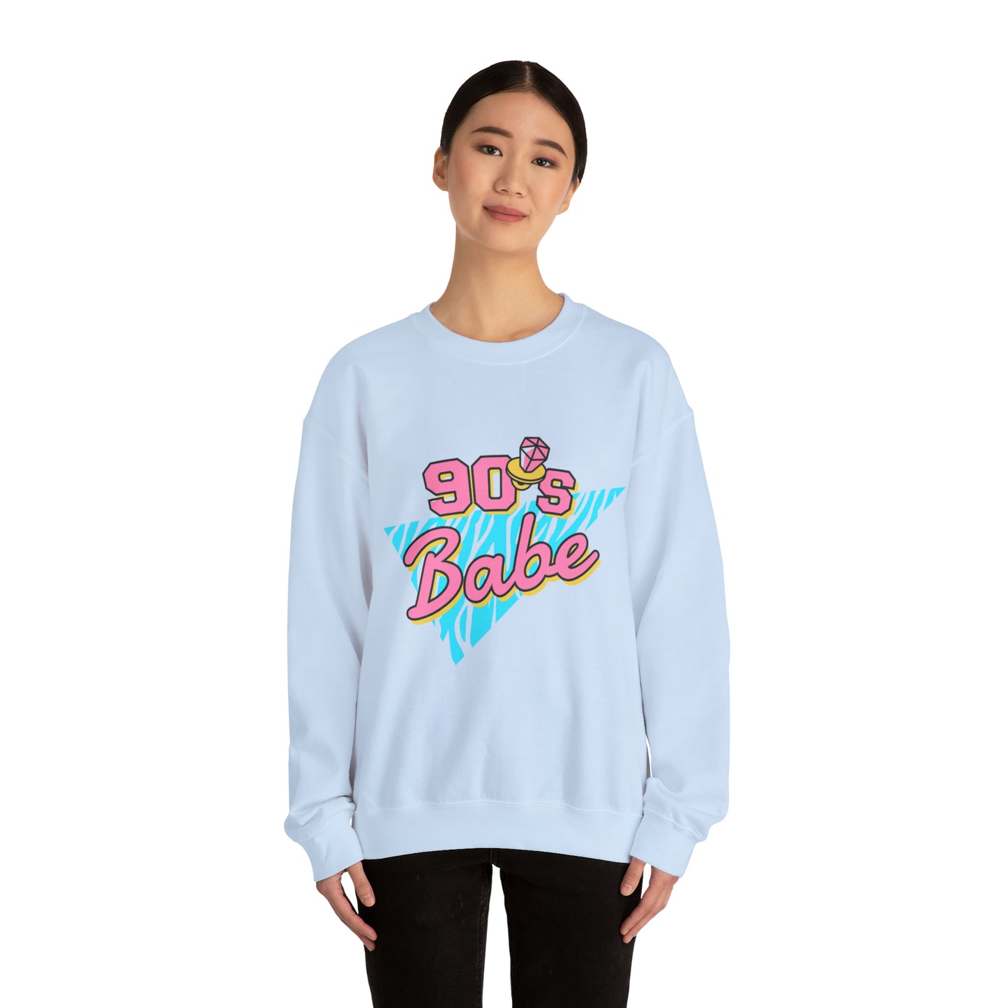 90's Babe Sweatshirt, Pink blue shirt, Unisex Heavy Blend Crewneck Sweatshirt
