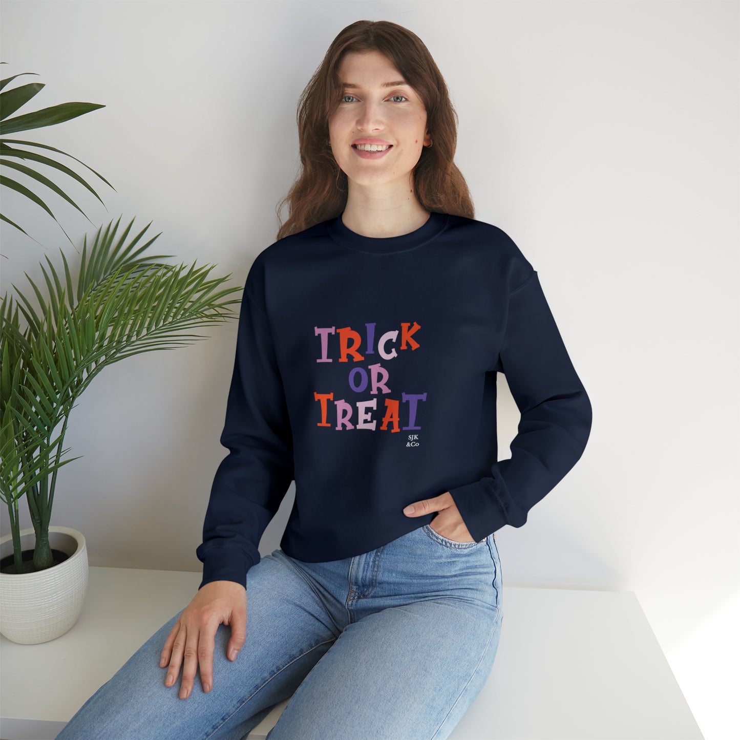 Trick or Treat Funny Halloween Sweatshirt Funny Halloween Horror Shirt Halloween Women's Sweatshirt Funny Halloween Tee Unisex gift pastel